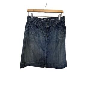 7 for All Mankind Women's Denim Skirt Blue Embroidered Knee Length Size 29